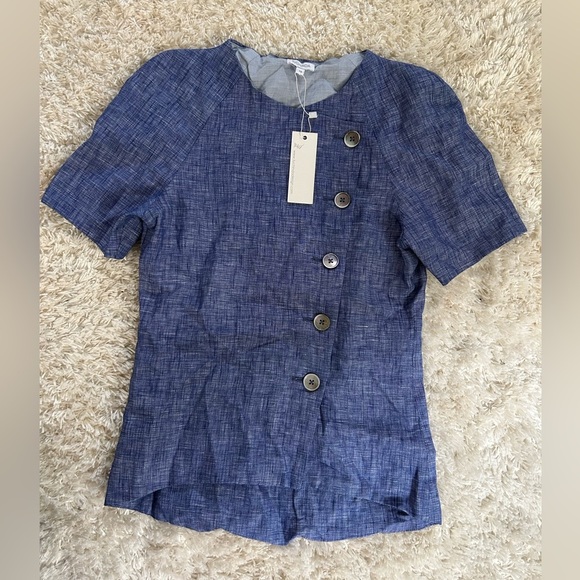 Blue Button-Up kids Top - Picture 1 of 3